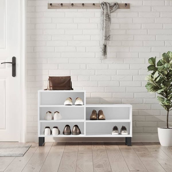 vidaXL Botník biely 102x36x60 cm spracované drevo