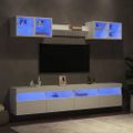 vidaXL 8-dielna súprava TV nástenných skriniek s LED svetlami biela