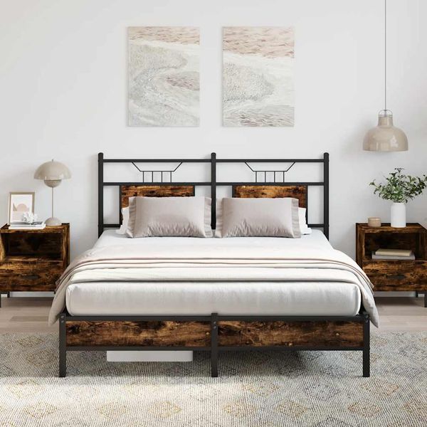 vidaXL Posteľný rám bez matraca dymový dub 140x200 cm kompozitné drevo
