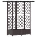 vidaXL Vyvýšený záhon s mriežkou a strechou Hnedá 124 x 40 x 121 cm PP