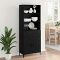 vidaXL Highboard Čierny dub 69,5 x 34 x 180 cm Kompozitné drevo