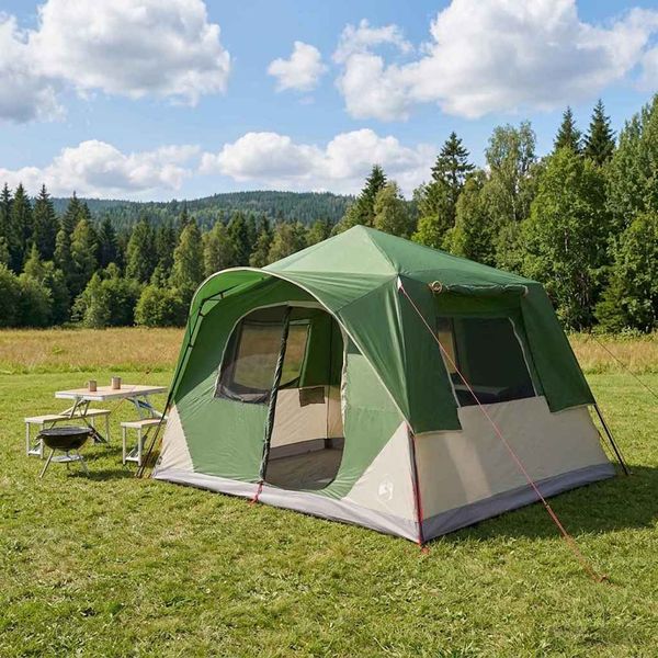 vidaXL Okamžitý stan Zelená 365 x 380 x 200 cm Polyester a oceľ