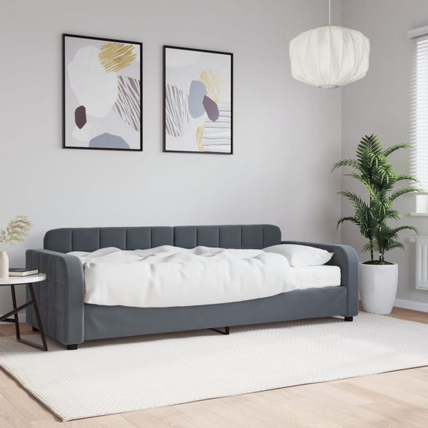 vidaXL Denná posteľ s matracom tmavosivá 80x200 cm zamat