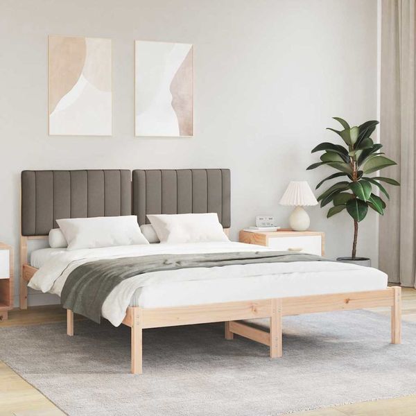vidaXL Rám postele s čalúneným čelom Sivohnedá 150 x 200 cm