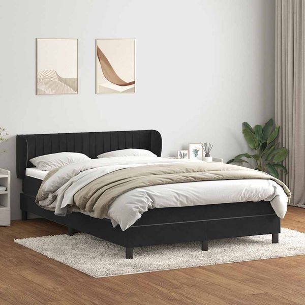 vidaXL Posteľný rám boxspring s matracom čierny 160x210 cm zamat