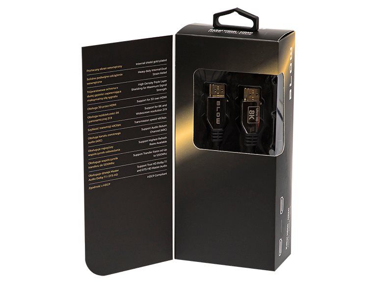 BLOW Kábel HDMI-HDMI 3m PREMIUM, čierna, zlatá, 8K 2.1 BLOW Kabel HDMI-HDMI 3m  PREMIUM, čierna, zlatá, 8K 2.1