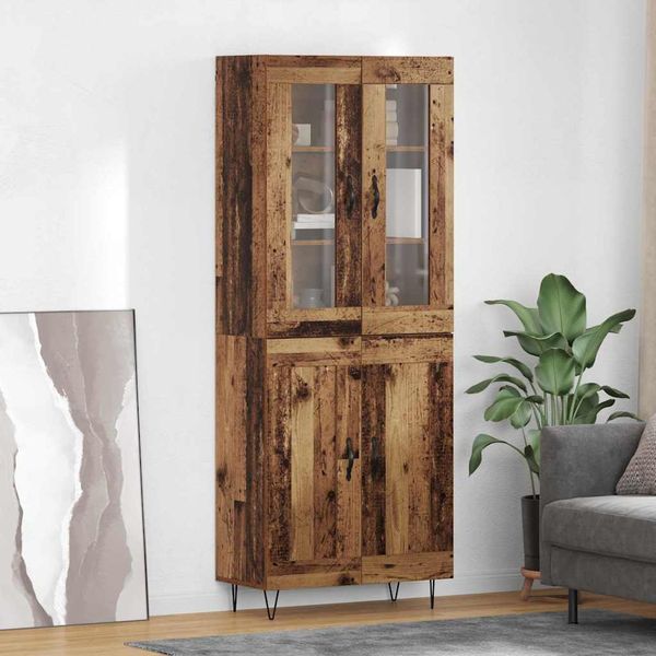 vidaXL Highboard Staré drevo 69,5 x 34 x 90 cm Kompozitné drevo