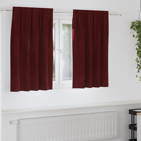 vidaXL Zatemňovacie závesy 2 pcs Víno červené 140 x 140 cm Zamat