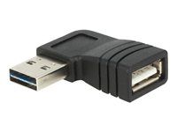 USB redukcia (samec-samica) - USB (F) na USB (M) - konektor 90° - čierna