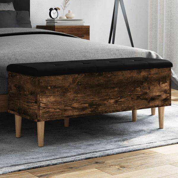 vidaXL Úložná lavička dymový dub 102x42x46 cm kompozitné drevo