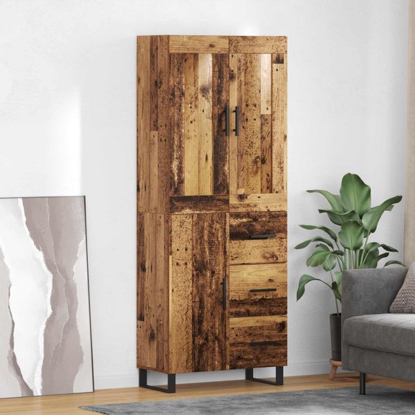 vidaXL Highboard Staré drevo 69,5 x 34 x 180 cm Kompozitné drevo