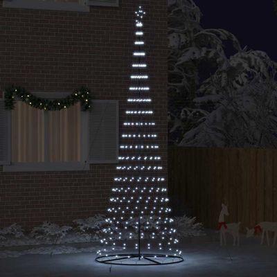 vidaXL LED vianočný stromček s 455 LED-i Studená biela 399 cm Kov