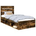 vidaXL Rám postele Dymová dub 75 x 190 cm Masívne borovicové drevo