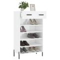 vidaXL Botník lesklý biely 60x35x105 cm spracované drevo