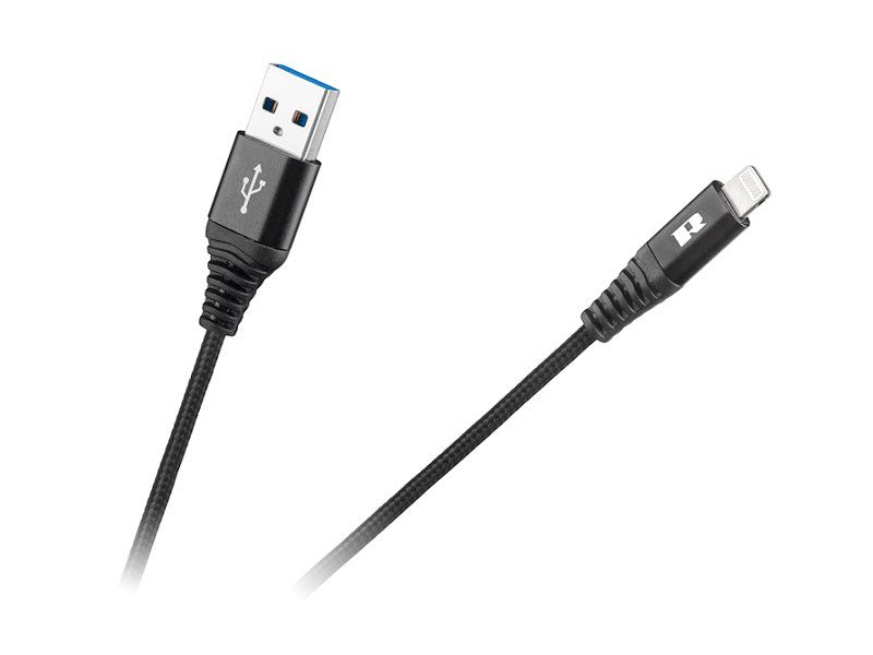 Kábel REBEL USB-A - Lightning čierny 1m