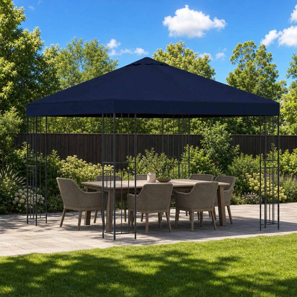 vidaXL Altánok 3 x 3 m Modrá Polyester a oceľ 190 gsm