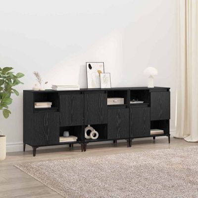 vidaXL Komody 3 pcs Čierny dub 60 x 35 x 70 cm Kompozitné drevo