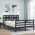vidaXL Rám postele s čelom čierny 140x190 cm masívne drevo