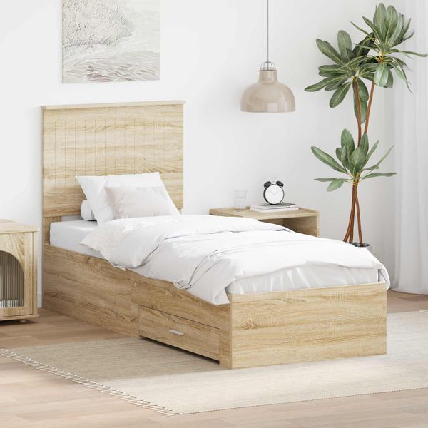 vidaXL Rám postele Sonoma dub a striebro 70 x 190 cm Kompozitné drevo