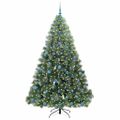 vidaXL Umelý vianočný stromček s 300 LED-i Zelená 210 cm PE a PVC