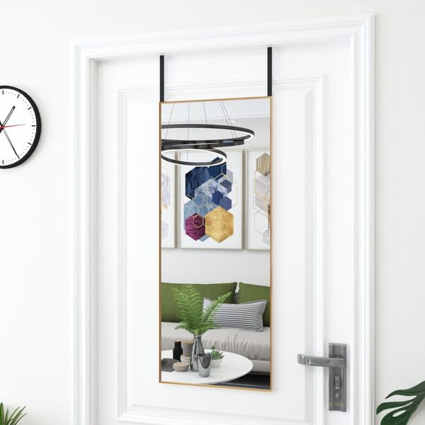 vidaXL Zrkadlo na dvere zlaté 40x100 cm sklo a hliník