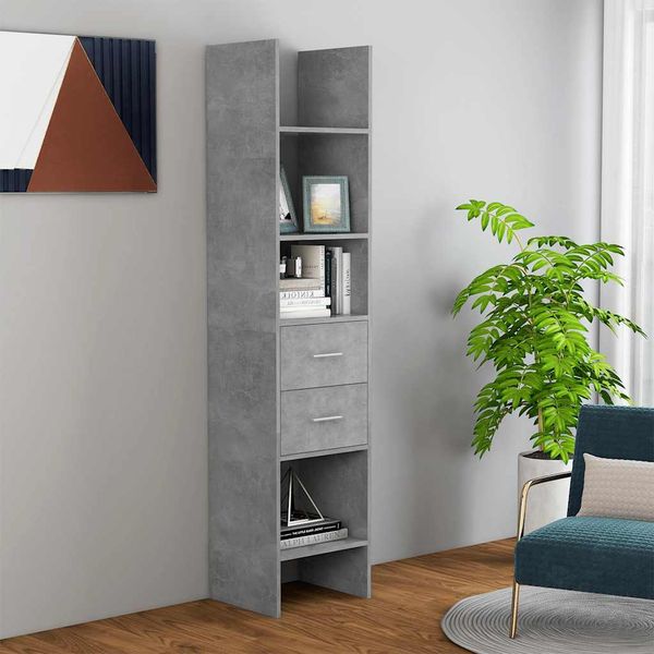 vidaXL Knižnica, betónovo sivá 40x35x180 cm, kompozitné drevo