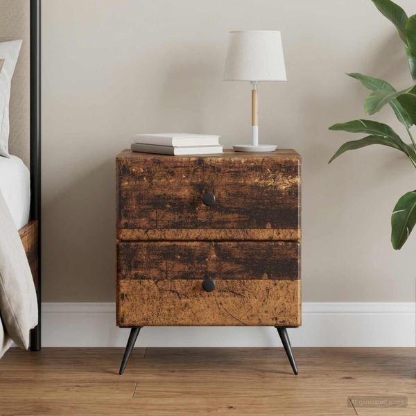 vidaXL Nočný stolík Staré drevo 43 x 34,5 x 47,5 cm Kompozitné drevo