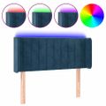 vidaXL Čelo postele s LED tmavomodré 83x16x78/88 cm zamat