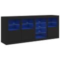 vidaXL Komoda s LED svetlami čierna 164x37x67 cm