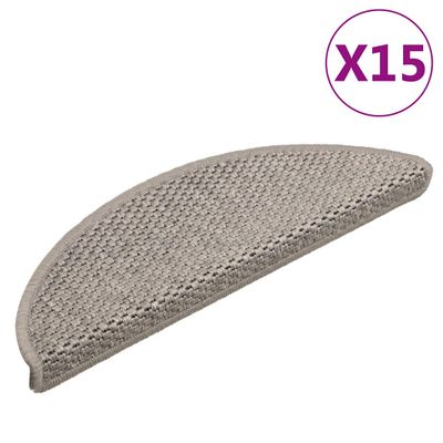 vidaXL Samolepiace nášľapy na schody, sisalový vzhľad 15 ks 56x17x3 cm