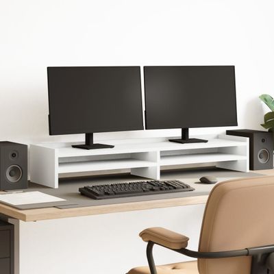 vidaXL Stojan na monitor biely 100x24x16 cm kompozitné drevo