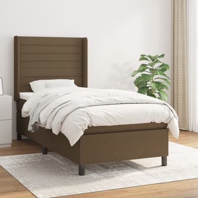 vidaXL Boxspring posteľ s matracom tmavohnedá 90x190 cm látka