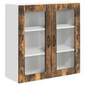 vidaXL Nástenný sklenený kabinet LUCCA Dymový dub 80 x 31 x 80 cm