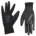 Rukavice pracovné z polyesteru polomáčené v polyuretáne GLOVE PE-PU 9, čierne, veľkosť 9 SIXTOL