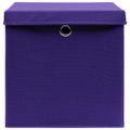 vidaXL Úložné boxy s vekom 10 ks, fialové 32x32x32 cm, látka