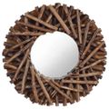 vidaXL Nástenné zrkadlo 40 cm teakové drevo okrúhle