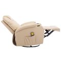 vidaXL Hojdacie masážne kreslo, krémové, umelá koža
