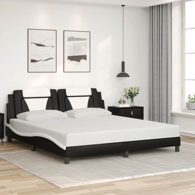 vidaXL Rám postele Viana bez matraca čierno-biely 180x200 cm umelá koža