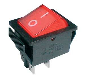 Prepínač kolískový   2pol./4pin  ON-OFF 250V/15A červený
