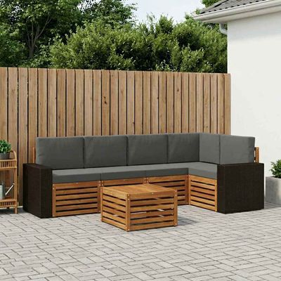 vidaXL Záhradná súprava gaučov 6 ks Prírodná a antracitová Polyester
