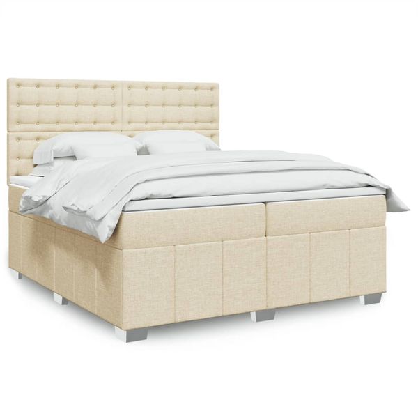 vidaXL Boxspring posteľ s matracom krémová 200x200 cm látka