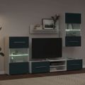 vidaXL 5-dielne TV skrinky s LED osvetlením, matné indigo, imitácia dreva