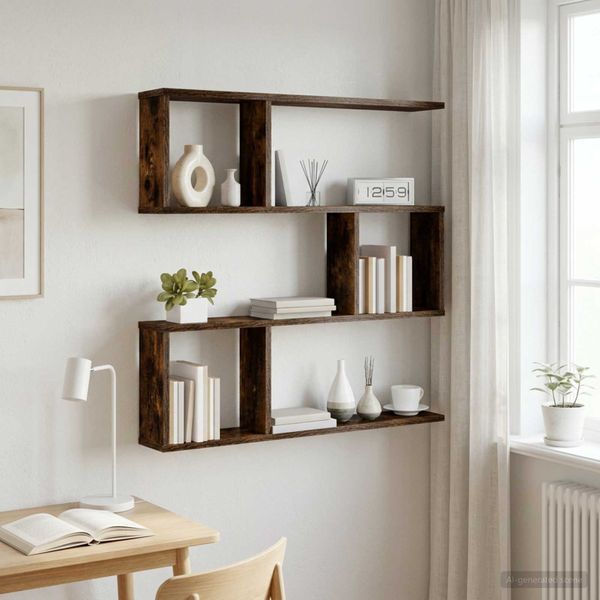 vidaXL Stenná polica Dymový dub 80 x 12 x 79,5 cm Kompozitné drevo