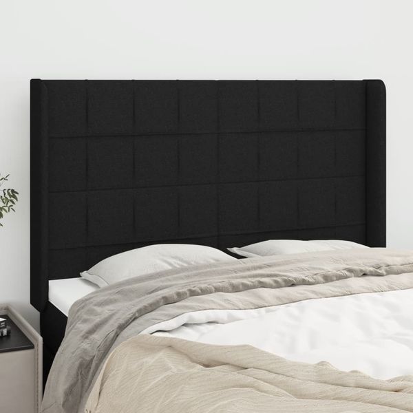 vidaXL Čelo postele so záhybmi čierne 147x16x118/128 cm látka