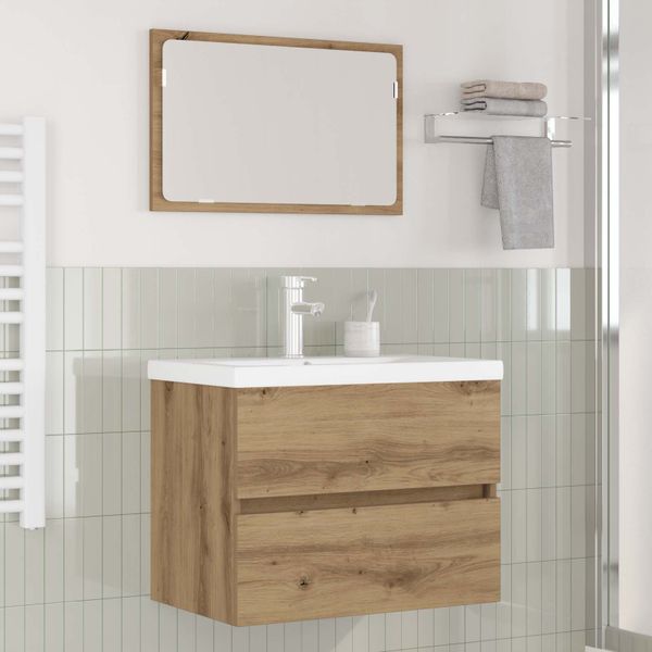 vidaXL Sada kúpeľňového nábytku 3 pcs Remeselný dub Kompozitné drevo