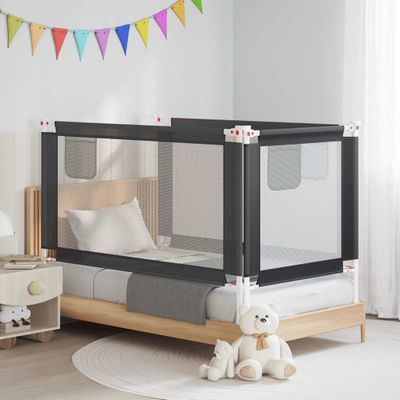 vidaXL Zábrana na detskú posteľ tmavosivá 150x25 cm látka