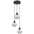 vidaXL Stropná lampa s diamantovým dizajnom, čierna 3 x E27 žiarovky