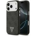 Puzdro Guess Magsafe 4G PU Leather s trojuholníkovým logom a strieborným kovovým rámom fotoaparátu pre iPhone 17 Pro čierne