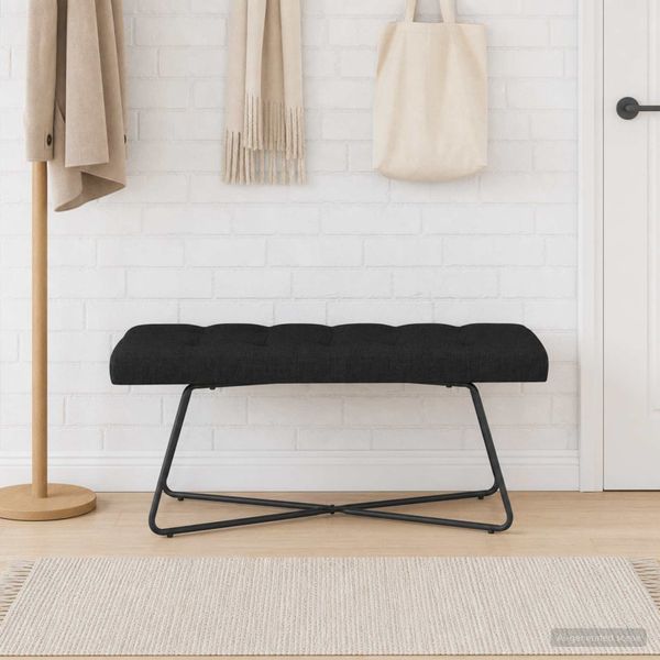 vidaXL Lavica s gombíkovým prešívaním Čierna 110 x 40 x 46 cm Látka