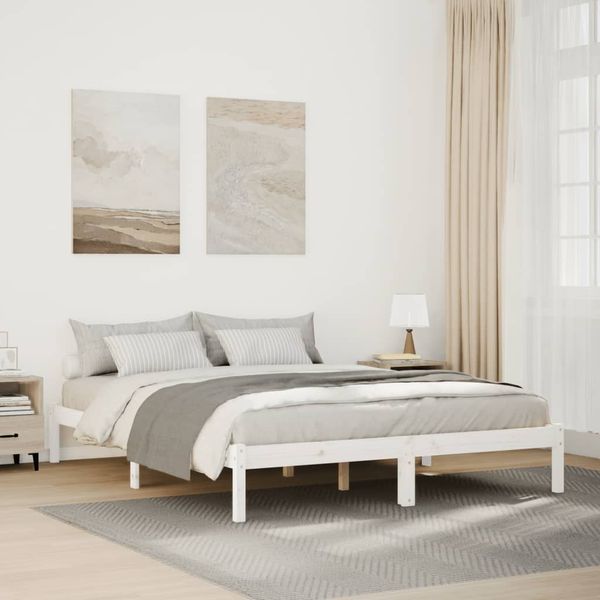 vidaXL Extra dlhá posteľ bez matraca biela 140x220 cm masívna borovica